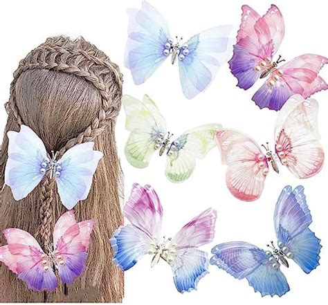 Gradient Butterfly Hair Clips Set Multi Color Cute Hair Accessories For Girls