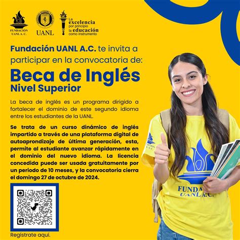 CONVOCATORIA BECA DE INGLÉS NIVEL SUPERIOR 2024 Fundación UANL