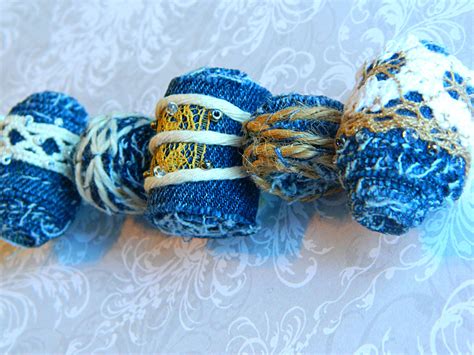 Denim Handmade Beads Handmade Beads Diy Beads Fabric Jewelry Clay