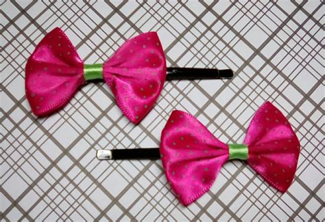 PINK SATIN BOW Hair Clips - Etsy
