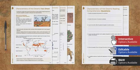 AQA Characteristics Of Hot Deserts Reading Comprehension