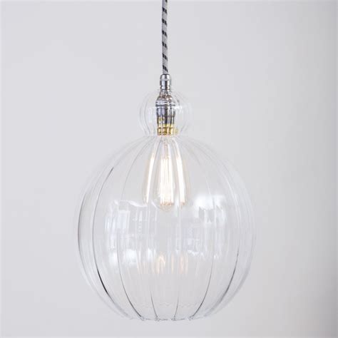 Mabel Large Ribbed Clear Glass Pendant