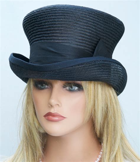 Women's Black Top Hat Derby Hat Formal Hat Victorian