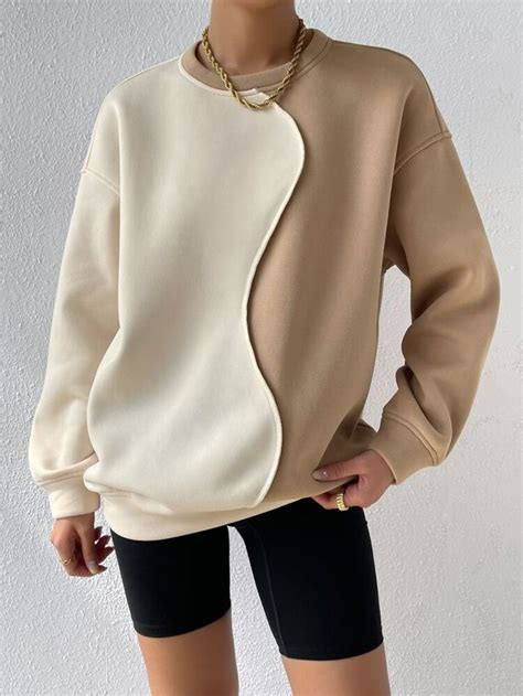 Two Tone Drop Shoulder Sweatshirt SHEIN USA Dropped Shoulder