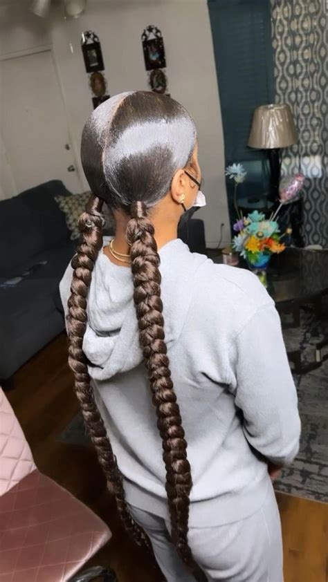 Two Braid Ponytails😍😍😍 Sleek Braided Ponytail Sleek Ponytail