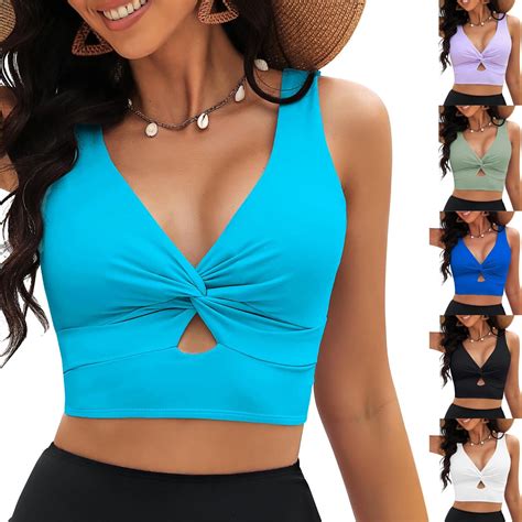 Summer Saving Bikini Tops For Women Cropped Tankini Tops Push Up Bikini