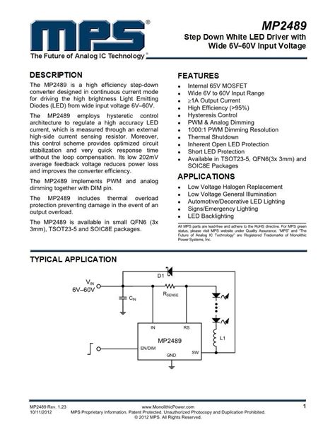 Monolithic Power Systems MPS SMD SMT Semiconductors Datasheets Mouser