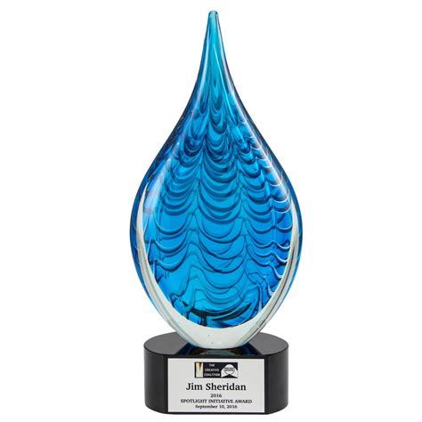 Blue Rain Drop Glass Trophies