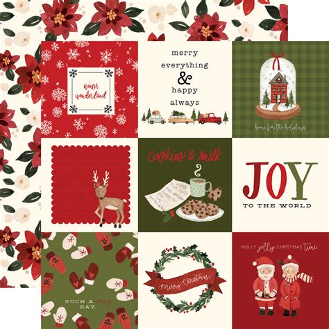 Hello Christmas 4x4 Journaling Cards 12x12 Patterned Paper Echo Park