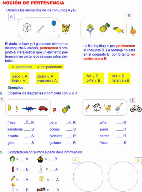 RELACIÓN DE PERTENENCIA EJEMPLOS Y EJERCICIOS RESUELTOS DE CONJUNTOS