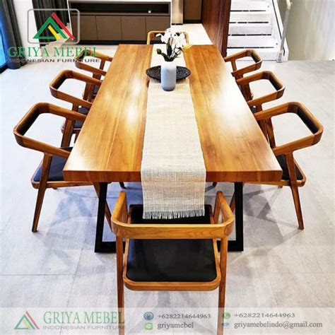 Set Meja Makan Solid Jati Minimalis Furniture Jati Jepara