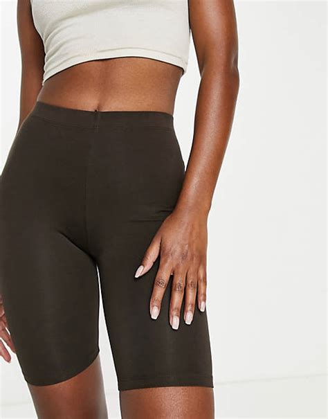 Asos Design Basic Legging Shorts In Schokobraun Asos