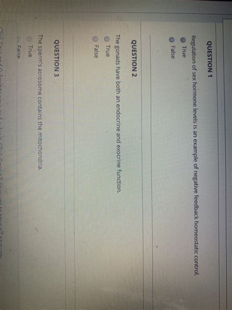 Solved QUESTION 1 Regulation Of Sex Hormone Levels Is An Chegg