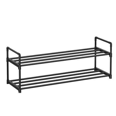 SONGMICS Shoe Rack 2 Tier Shoe Organizer Metal Shoe Storage Shelf For