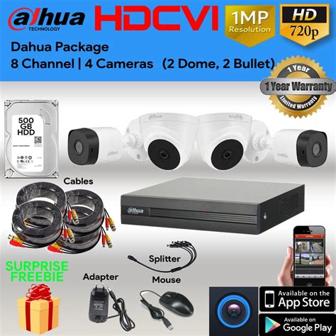 Dahua CCTV Package 8 Channel DVR 4 Camera 1mp 720p With 500GB HDD