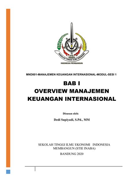 Mnd001 Manajemen Keuangan Internasional Modul Sesi 1 Pdf