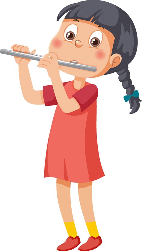 Cute Girl Playing Flute 13909231 Vector Art At Vecteezy