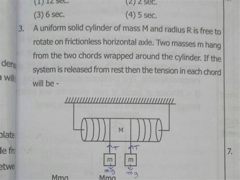 Sec Sec A Uniform Solid Cylinder Of Mass M And Radius R