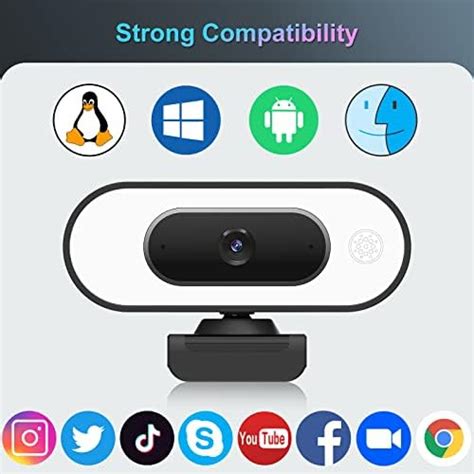 🥇 Vizolink Webcam 2k Con Micrófono Y Luz De Relleno Para Pc Full Hd Cámara