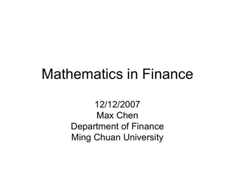 mathematics  finance