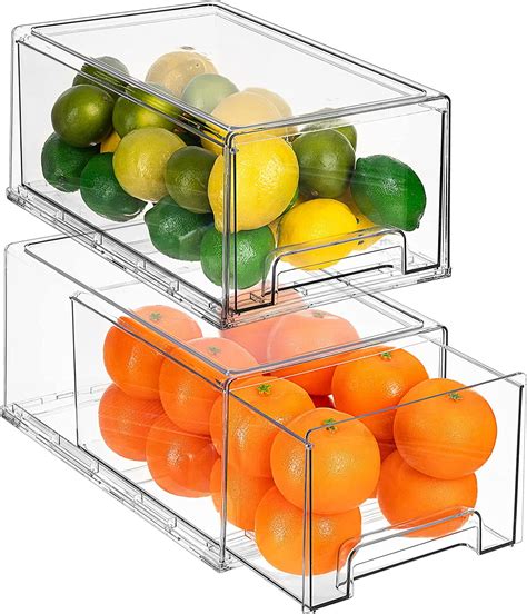 Sorbus Fridge Drawers Clear Plastic Pull Out Refrigerator Organizer