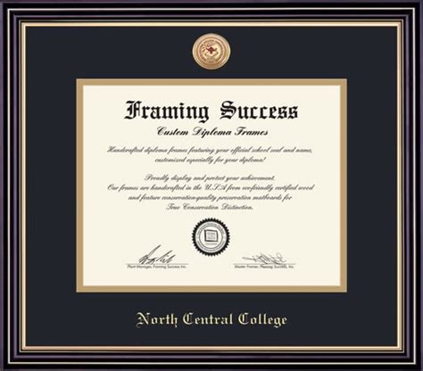 Framing For Success Prestige Diploma Frame North Central College