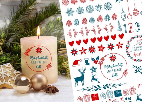 DIN A4 WEIHNACHTEN Tattoofolie ADVENT für Kerzen Keramik Kindershop