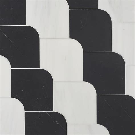 Ruffle Snow White Black Honed Marble Waterjet Decos 6 15 32x6 15 32 Tureks