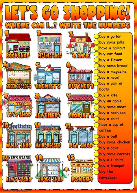 Shops And Shopping Interactive And Downloadable Worksheet You Can Do The Exercises Online Or