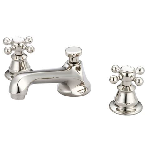 American 20th Century Classic Widespread Lavatory Faucets With Pop Up Drain In Polished Nickel