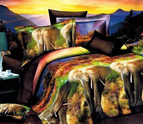 Elephant Bedding Set Sheets Queen Size Double Quilt Duvet Cover Sheets
