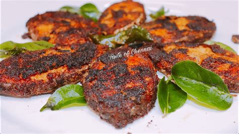 Chettinad Fish Fry Recipe In Tamil Vanjaram Meen Varuval In Tamil