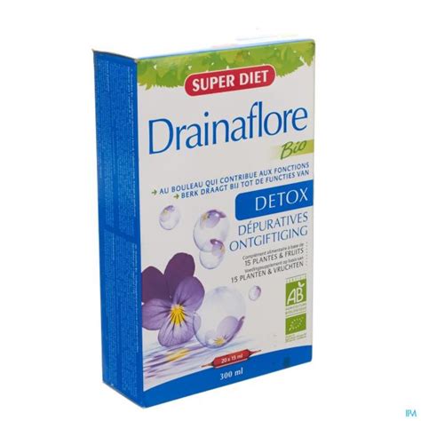 SUPER DIET DRAINAFLORE BIO AMPOULES 20 X 15 ML Draineurs Rétention