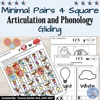 Minimal Pairs Phonological Speech Therapy Activity Gliding By Find My Words