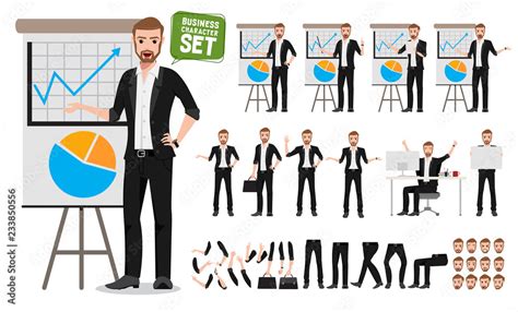 Male business vector character set. Business man cartoon character ...