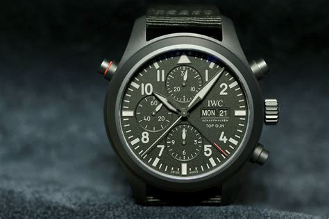 IWC Pilots Watch Double Chronograph Top Gun Ceratanium WATCHLOUNGE