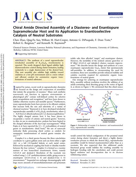 Pdf Cheminform Abstract Chiral Amide Directed Assembly Of A