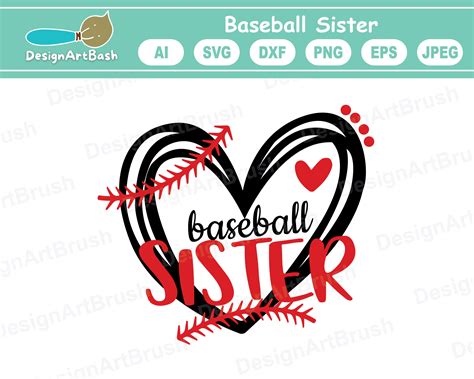 Baseball Sister Svg Baseball Heart Svg Baseball Png Svg Etsy