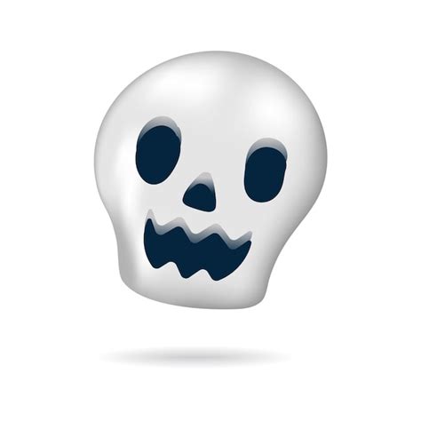 Schattig 3d Witte Schedel Pictogram Vrolijke Halloween