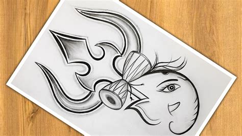 How To Draw Ganpati And Trishul Step By Step Easy Drawing