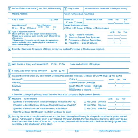 Medical Claim Form Templates Free Printable Claimforms Net