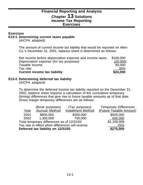 PDF Financial Reporting And Analysis Chapter 13 Solutions Income Tax