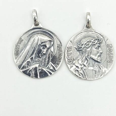 Medalla Religiosa De Plata Virgen Mar A Y Cristo De Espinas