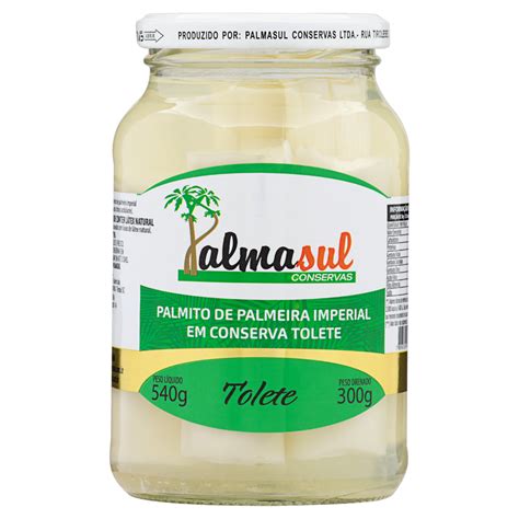 Palmito Palmeira Imperial Em Conserva Tolete Palmasul Vidro G Gtin