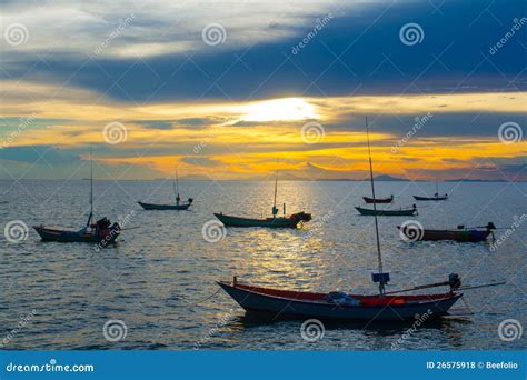 Fishing Boats At Sunset Stock Photo Image Of Outdoor 26575918