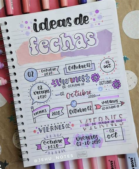 Ideas De Fechas Titulos Bonitos Para Apuntes Ideas De Caracteres