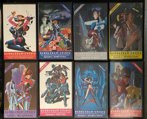 BUBBLEGUM CRISIS COMPLETE VHS Tape Set Anime Episodes 1 2 3 4 5 6 7 8