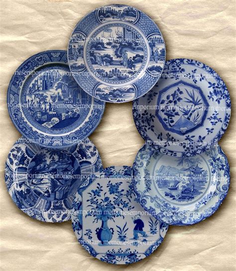 Shabby Chic Blue and White China Plates for Doll House Two 2