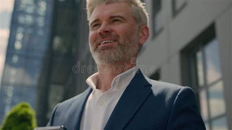 Happy Smiling Caucasian Businessman In City Old Senior Mature Business