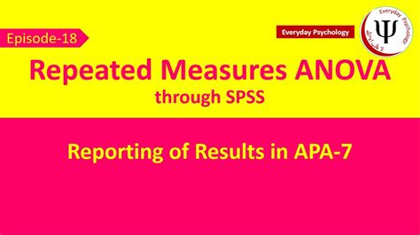 Repeated Measures ANOVA Through SPSS And APA 7 Reporting YouTube